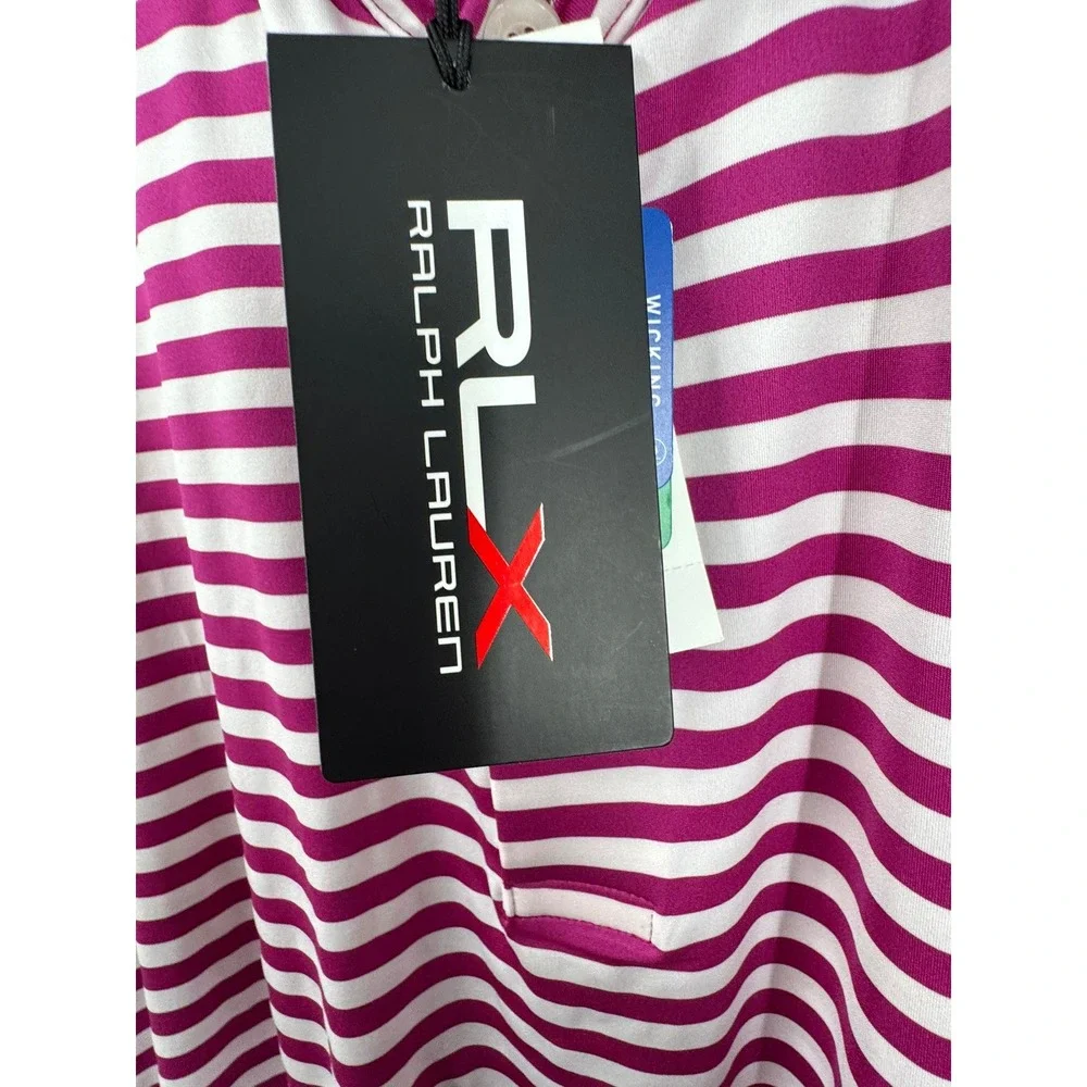 Ralph Lauren RLX Golf Polo Shirt Pink White Stripe Performance Men's‎ Small